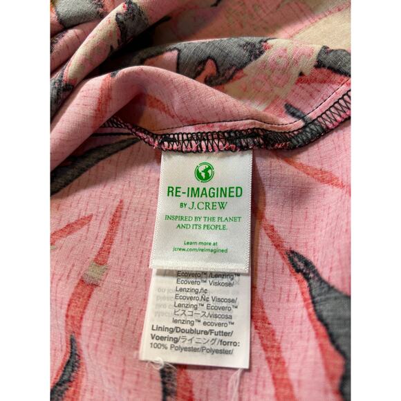 J. Crew Palm Print Faux Wrap Midi Dress Pink Red Black Sz 8 - Picture 9 of 11